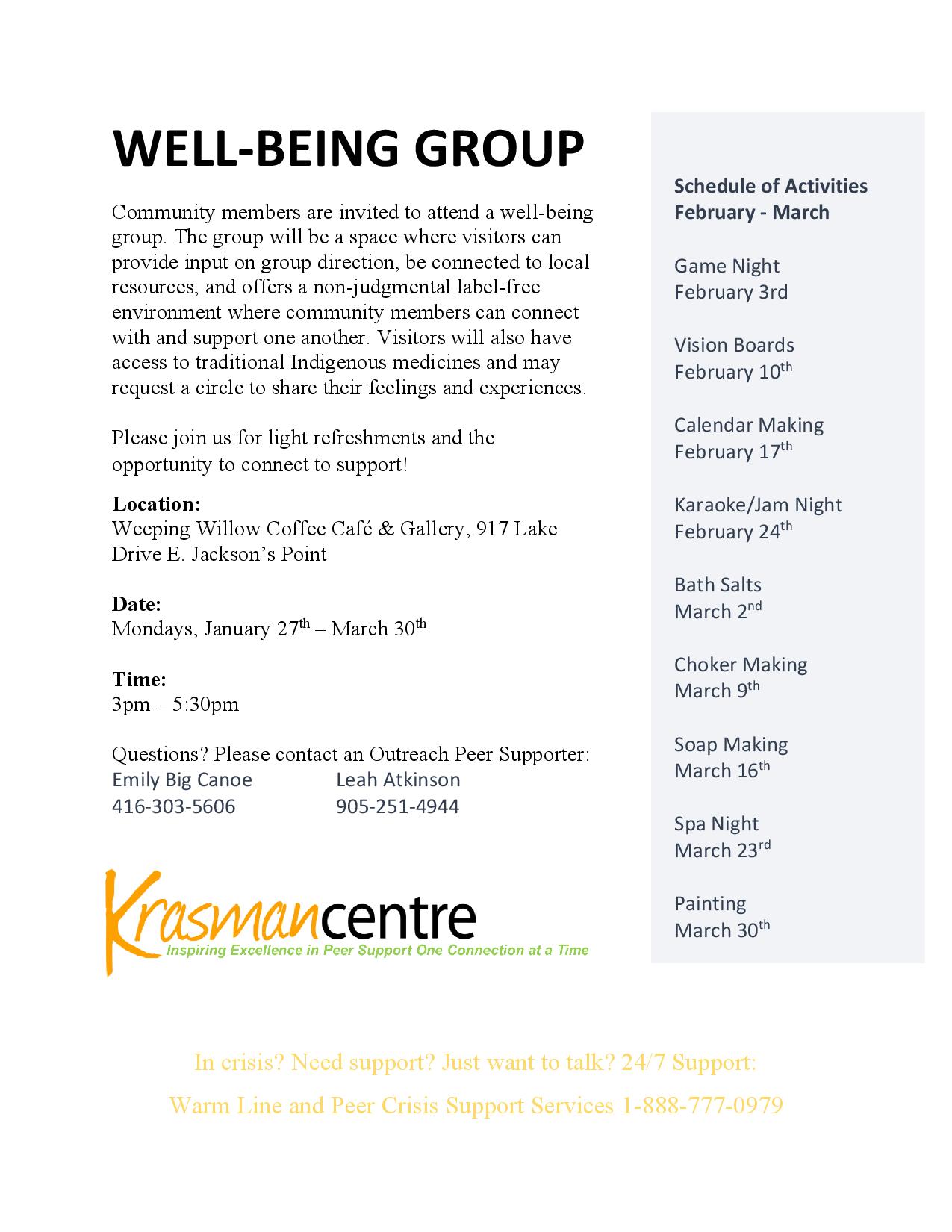 Well-being group in Jackson’s Point, February-March 2020