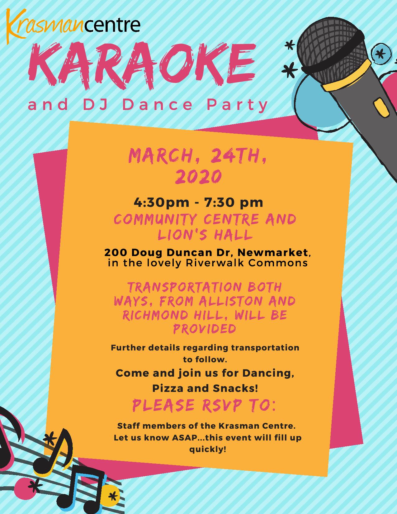Karaoke and DJ Dance Party on March 24, 2020